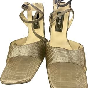 J. Renee Rave Chrome Colored Heels with Square Open Toe, Size 8.5 wide